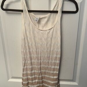 Women's Cream and Tan Striped Tank Top